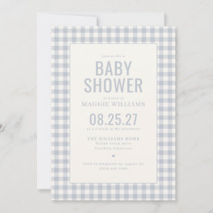 Blue Gingham Boy Baby Shower Invitation