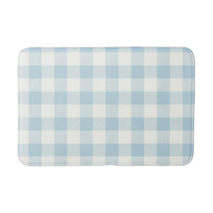 Blue Gingham Buffalo Check Coastal Bath Mat