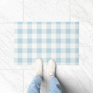 Blue Gingham Buffalo Check Coastal Doormat