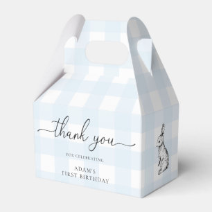 Blue Gingham Bunny Birthday Thank You Favour Box