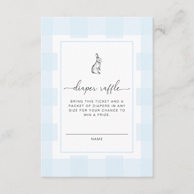 Blue Gingham Bunny Diaper Raffle Enclosure (Front)
