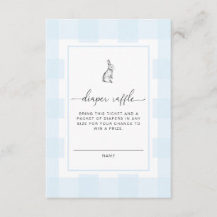 Blue Gingham Bunny Diaper Raffle Enclosure Card