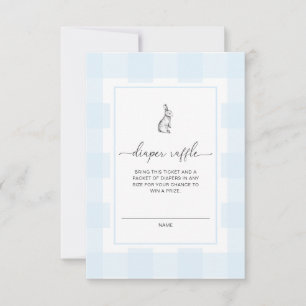 Blue Gingham Bunny Diaper Raffle Enclosure Card