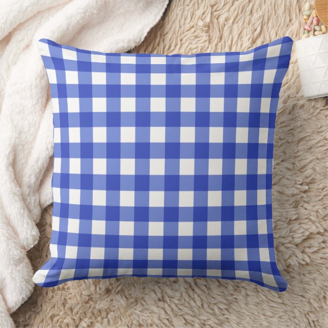 Blue Gingham Check Cushion (Blanket)