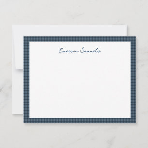 Blue gingham check frame personalised card