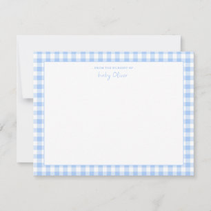 Blue Gingham check Personalised Flat Thank You
