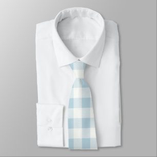 Blue Gingham Check Plaid  Tie