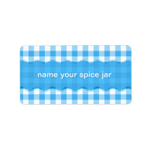 Blue Gingham Chequered Design Kitchen Label