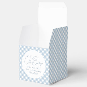 Blue gingham classic cute simple baby boy shower favour box