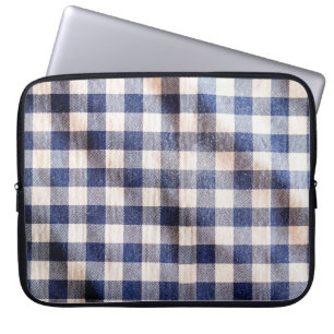 blue gingham cloth closeup, shirts fabric texture laptop sleeve