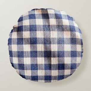 blue gingham cloth closeup, shirts fabric texture round cushion