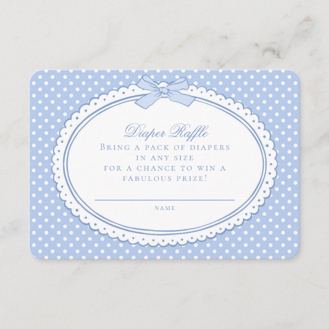 Blue Gingham Coquette  Diaper Raffle Enclosure Card (Front)