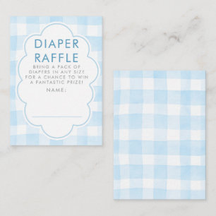 Blue Gingham Diaper Raffle Baby Shower Tickets Enclosure Card