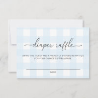 Blue Gingham Diaper Raffle Ticket Card