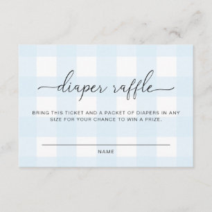 Blue Gingham Diaper Raffle Ticket Enclosure Card