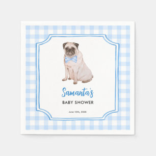 Blue Gingham Dog Boy Baby Shower Napkin