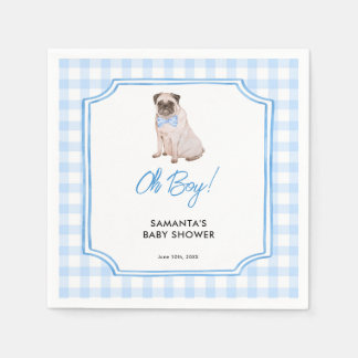 Blue Gingham Dog Boy Baby Shower Napkin