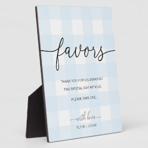 Blue Gingham Favours Sign Plaque