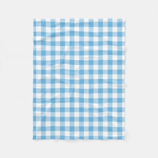 Blue Gingham Fleece Blanket (Front)