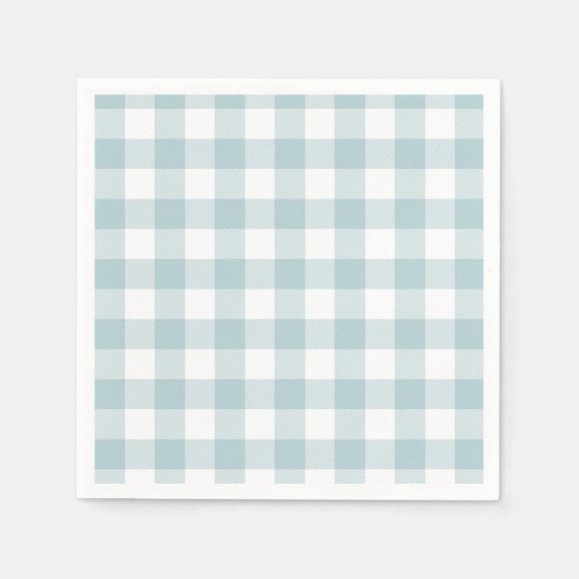 Blue Gingham For Easter Bunny Ears Paper Napkin (Front)