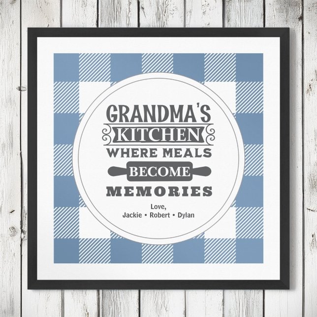 Blue Gingham Grandma Meals Become Memories  Poster (Creator Uploaded)