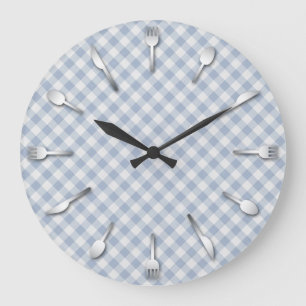 Blue Gingham Kitchen Clock - Country Western