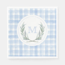 Blue Gingham Laurel Crest Paper 
