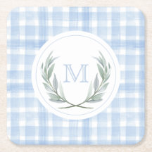 Blue Gingham Laurel Crest Paper 