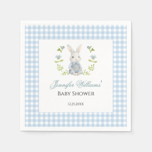 Blue Gingham Little Bunny Spring Baby Boy Shower Napkin