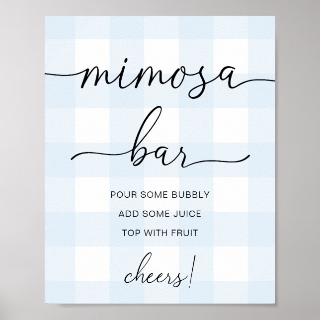 Blue Gingham Mimosa Bar Sign (Front)