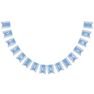 Blue Gingham Monogram Picnic Bunting Banner