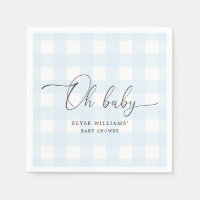 Blue Gingham Oh Baby Paper Napkin