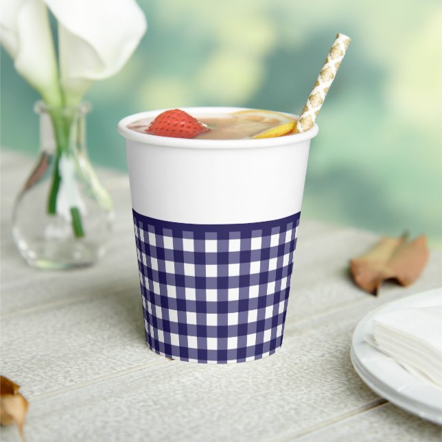 Blue Gingham Paper cup (Insitu)