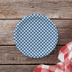 Blue Gingham Paper Plate