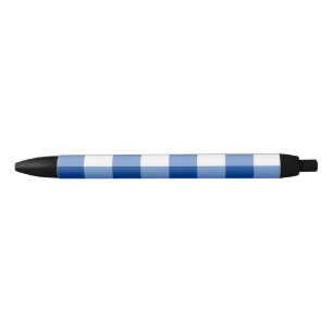 Blue gingham pattern blue ink pen
