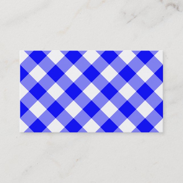 Blue Gingham Pattern Business Card (Front)