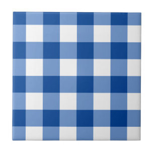 Blue gingham pattern ceramic tile