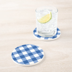 Blue gingham pattern coaster