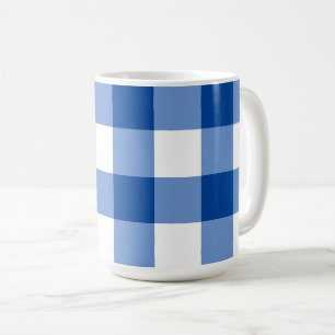 Blue gingham pattern coffee mug