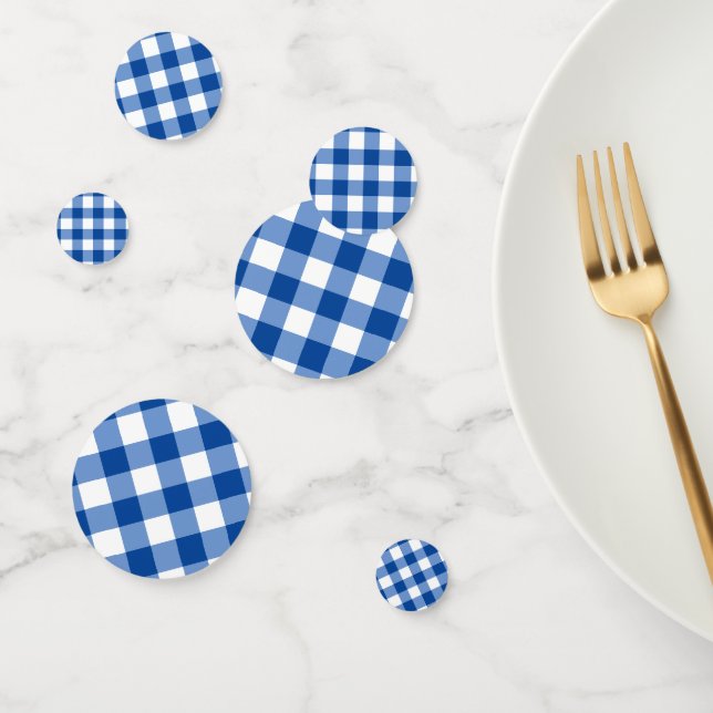 Blue gingham pattern confetti (Group)