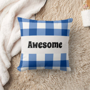 Blue gingham pattern cushion