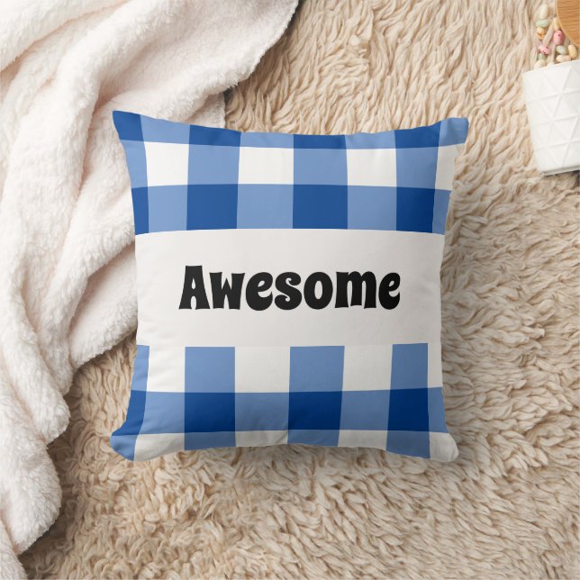 Blue gingham pattern cushion (Blanket)