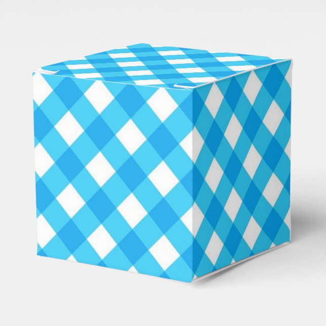 Blue Gingham Pattern Favour Box (Front Side)