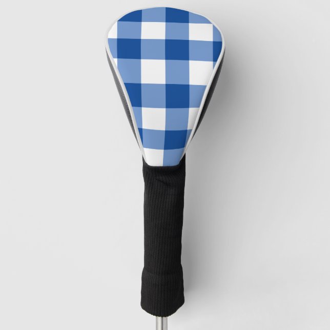 Blue gingham pattern golf head cover (Front)