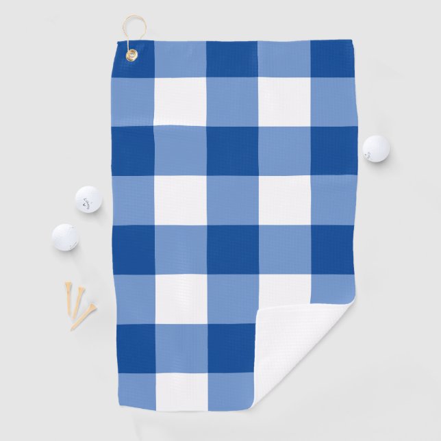 Blue gingham pattern golf towel (InSitu)