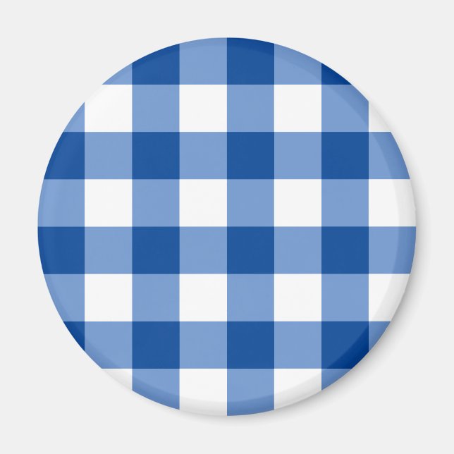 Blue gingham pattern magnet (Front)