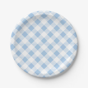 Blue Gingham Pattern, Picnic, BBQ Paper Plate