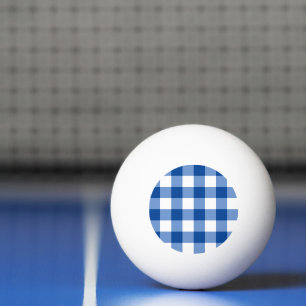 Blue gingham pattern ping pong ball