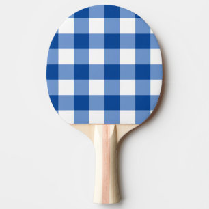 Blue gingham pattern ping pong paddle