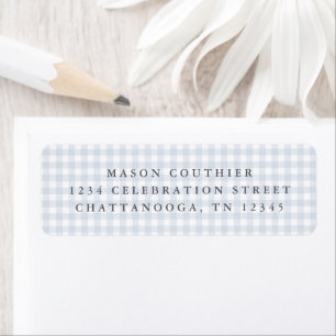Blue Gingham Pattern Return Address Label